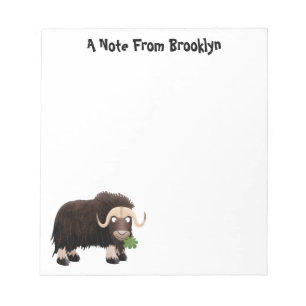 Funny musk ox cartoon illustratie notitieblok