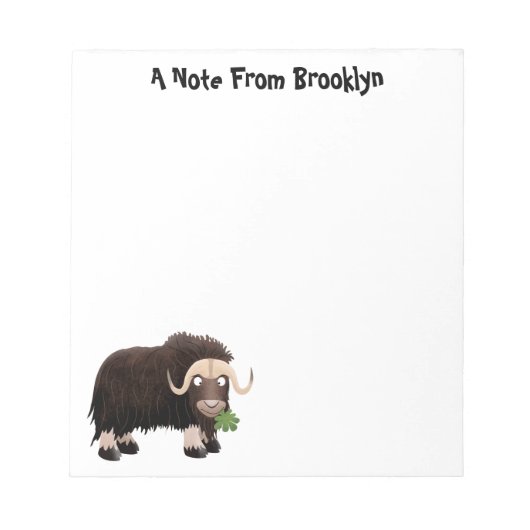 Funny musk ox cartoon illustratie notitieblok (Voorkant)
