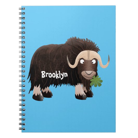 Funny musk ox cartoon illustratie notitieboek (Voorkant)