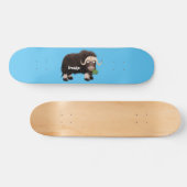 Funny musk ox cartoon illustratie persoonlijk skateboard (Horizontaal)