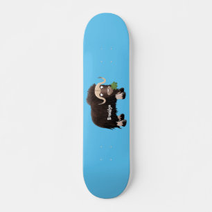 Funny musk ox cartoon illustratie persoonlijk skateboard