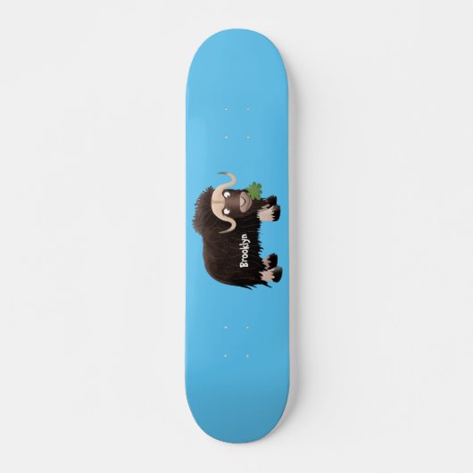 Funny musk ox cartoon illustratie persoonlijk skateboard (Voorkant)