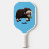 Funny musk ox cartoon illustratie pickleball paddle (Voorkant)