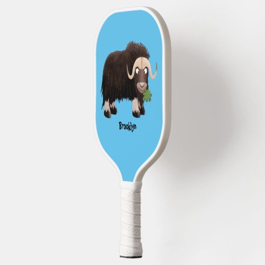 Funny musk ox cartoon illustratie pickleball paddle (Links)