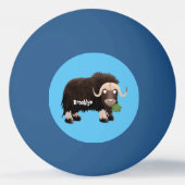 Funny musk ox cartoon illustratie pingpongbal (Achterkant)