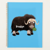 Funny musk ox cartoon illustratie planner (Voorkant)