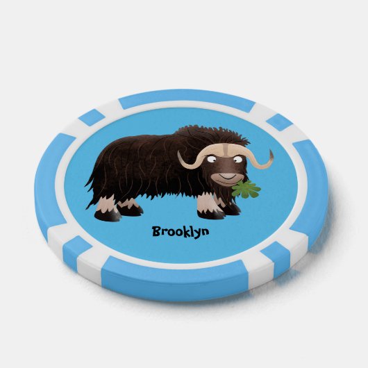 Funny musk ox cartoon illustratie poker chips (Enkel)