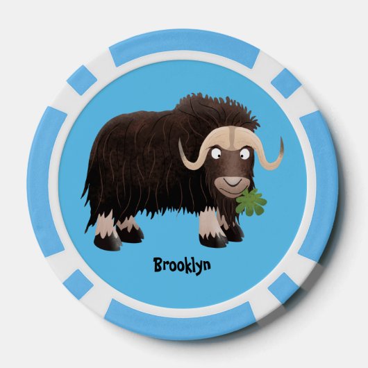 Funny musk ox cartoon illustratie poker chips (Achterkant)