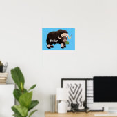 Funny musk ox cartoon illustratie poster (Thuiskantoor)