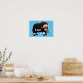 Funny musk ox cartoon illustratie poster (Keuken)