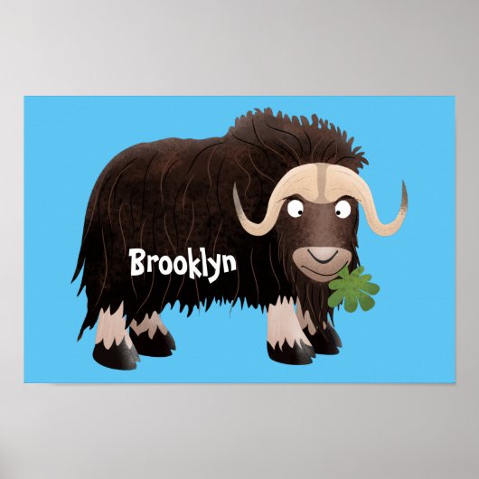 Funny musk ox cartoon illustratie poster (Voorkant)