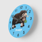 Funny musk ox cartoon illustratie ronde klok (Hoek)