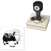 Funny musk ox cartoon illustratie rubberstempel (Gestempeld)