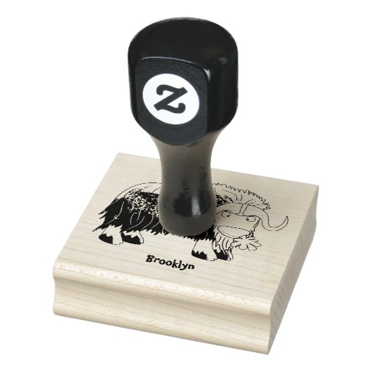 Funny musk ox cartoon illustratie rubberstempel (Stempel)