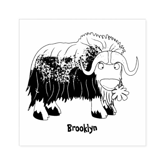 Funny musk ox cartoon illustratie rubberstempel (Afrduk)