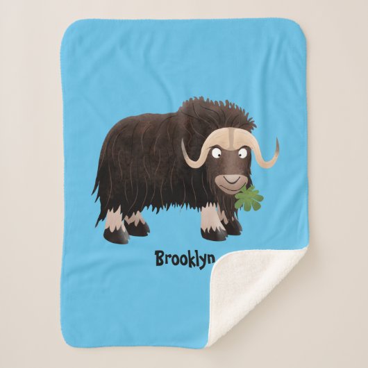 Funny musk ox cartoon illustratie sherpa deken (Voorkant)