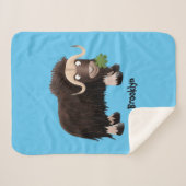Funny musk ox cartoon illustratie sherpa deken (Voorkant (horizontaal))