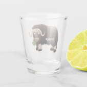 Funny musk ox cartoon illustratie shot glas (Achterkant)
