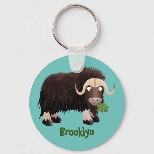 Funny musk ox cartoon illustratie sleutelhanger (Voorkant)