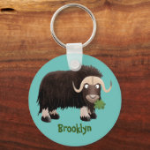 Funny musk ox cartoon illustratie sleutelhanger (Voorkant)
