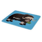 Funny musk ox cartoon illustratie snijplank (Hoek)