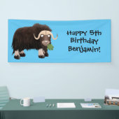 Funny musk ox cartoon illustratie spandoek (Beurs)