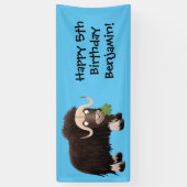 Funny musk ox cartoon illustratie spandoek (Verticaal)