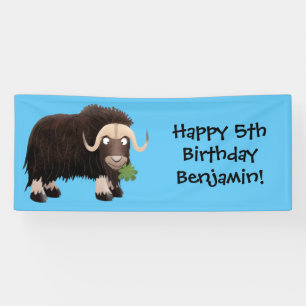 Funny musk ox cartoon illustratie spandoek
