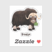 Funny musk ox cartoon illustratie sticker (Vel)