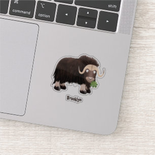 Funny musk ox cartoon illustratie sticker