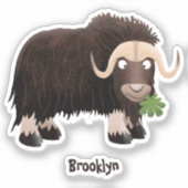Funny musk ox cartoon illustratie sticker (Voorkant)