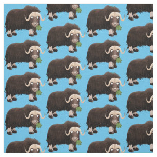 Funny musk ox cartoon illustratie stof