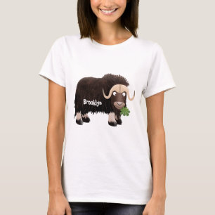 Funny musk ox cartoon illustratie t-shirt