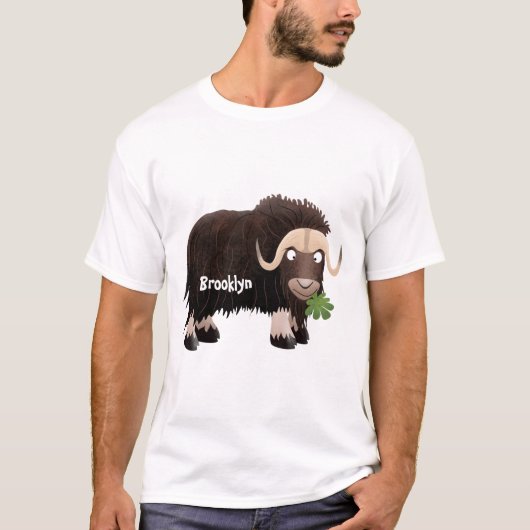 Funny musk ox cartoon illustratie t-shirt (Voorkant)