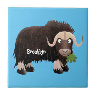 Funny musk ox cartoon illustratie tegeltje