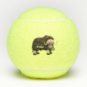 Funny musk ox cartoon illustratie tennisballen