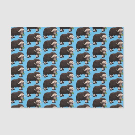 Funny musk ox cartoon illustratie tissuepapier (Voorkant)