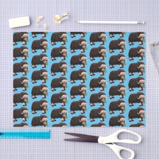 Funny musk ox cartoon illustratie tissuepapier (Craft)