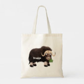 Funny musk ox cartoon illustratie tote bag (Achterkant)