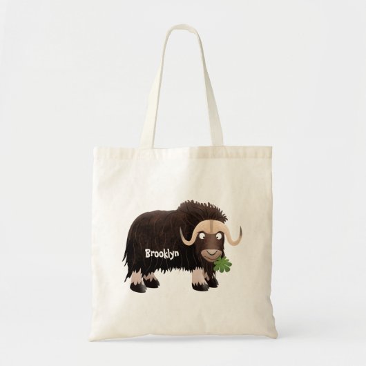 Funny musk ox cartoon illustratie tote bag (Voorkant)