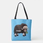 Funny musk ox cartoon illustratie tote bag (Achterkant)