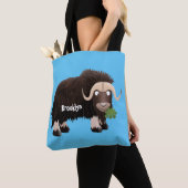 Funny musk ox cartoon illustratie tote bag (Dichtbij)