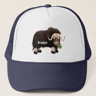 Funny musk ox cartoon illustratie trucker pet