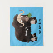 Funny musk ox cartoon illustratie wandkleed (Voorkant)