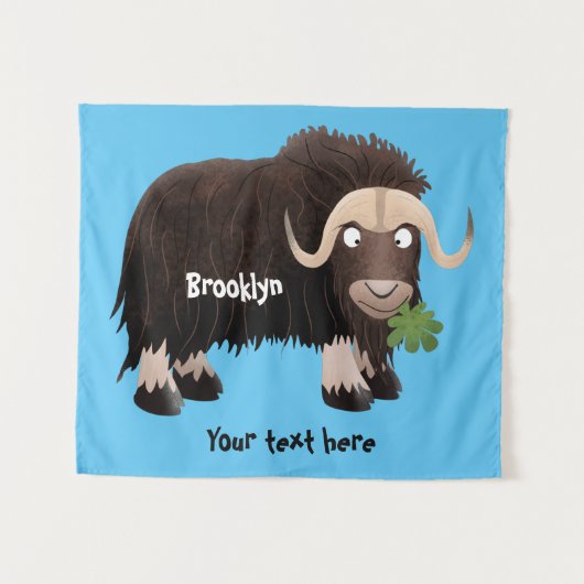 Funny musk ox cartoon illustratie wandkleed (Voorkant (horizontaal))