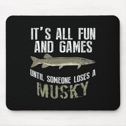 Funny Musky Vist Muskellung Freshwater Vis en Muismat (Voorkant)