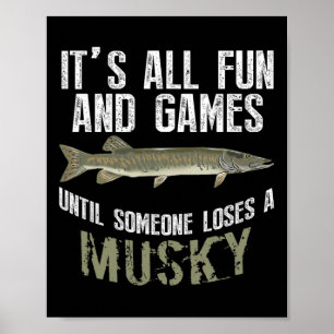 Funny Musky Vist Muskellung Freshwater Vis en Poster
