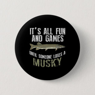 Funny Musky Vist Muskellung Freshwater Vis en Ronde Button 5,7 Cm
