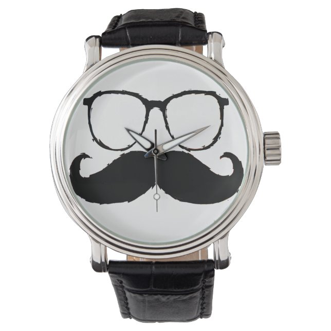 Funny Mustache 4 Horloge (Voorkant)