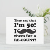 Funny Mustache 50th Birthday Kaart (Staand voorkant)